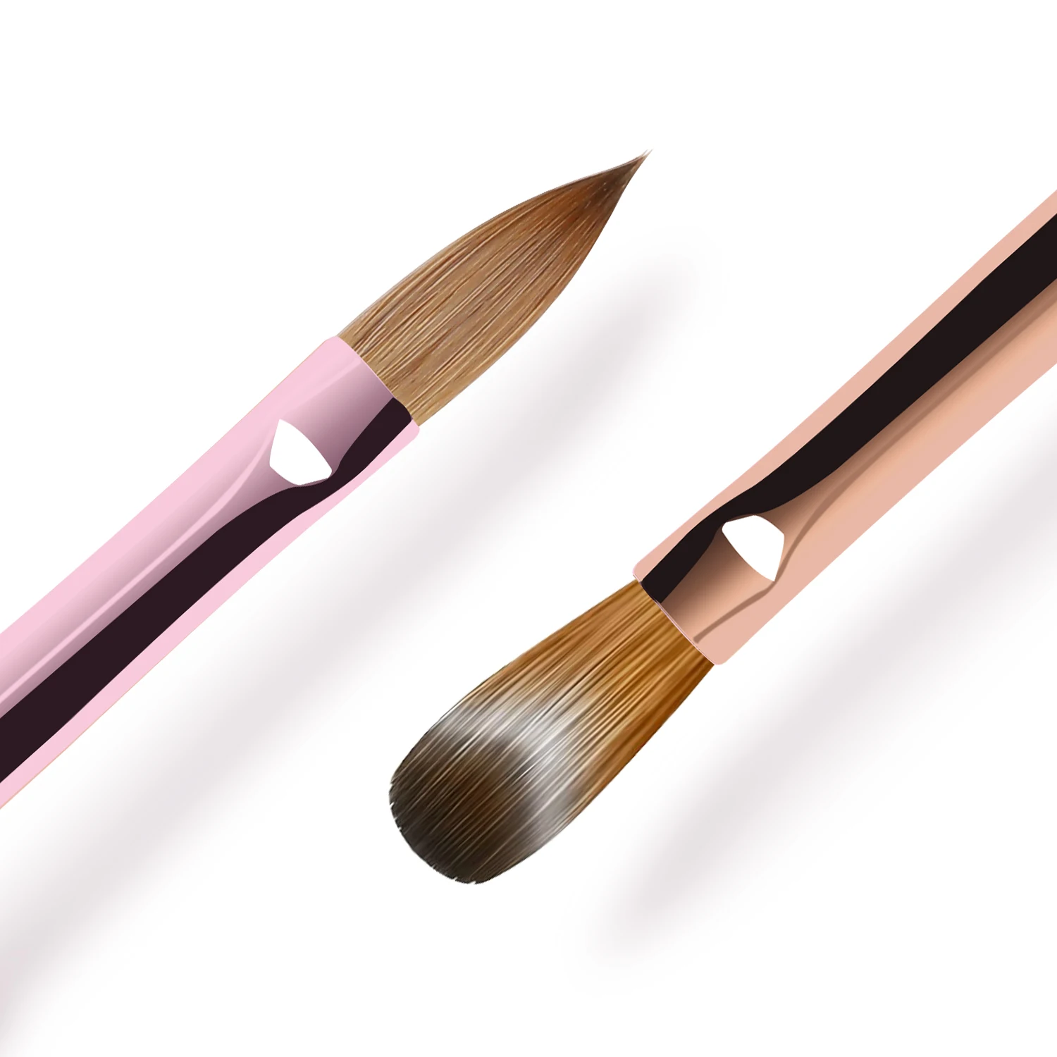 14 PCS Pink Customized Hair Silicone Dot Painting Pen Flat Oval Ombre UV Gel Nail Art Liner Brushes Set Petal Acrylic Nail Brush