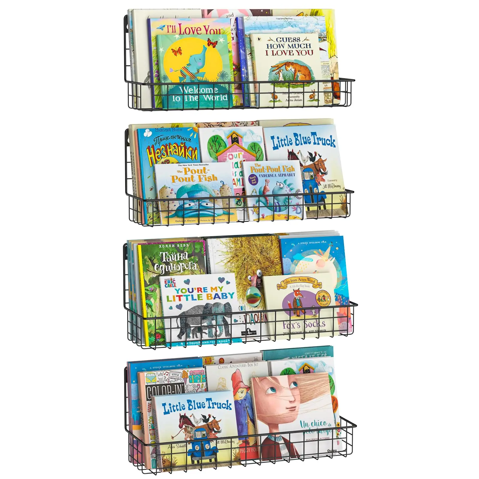 Hot sale Floating Book Wall Mounted Metal Kids Bookshelf Display Stand Open rack shelf for Kids Nursery Toddler Classroom