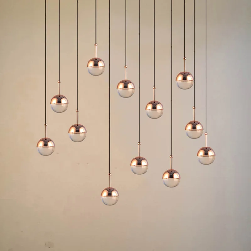 Modern crystal led ball shape glass high ceiling pendant lamp home kitchen lamps decor vintage chandelier