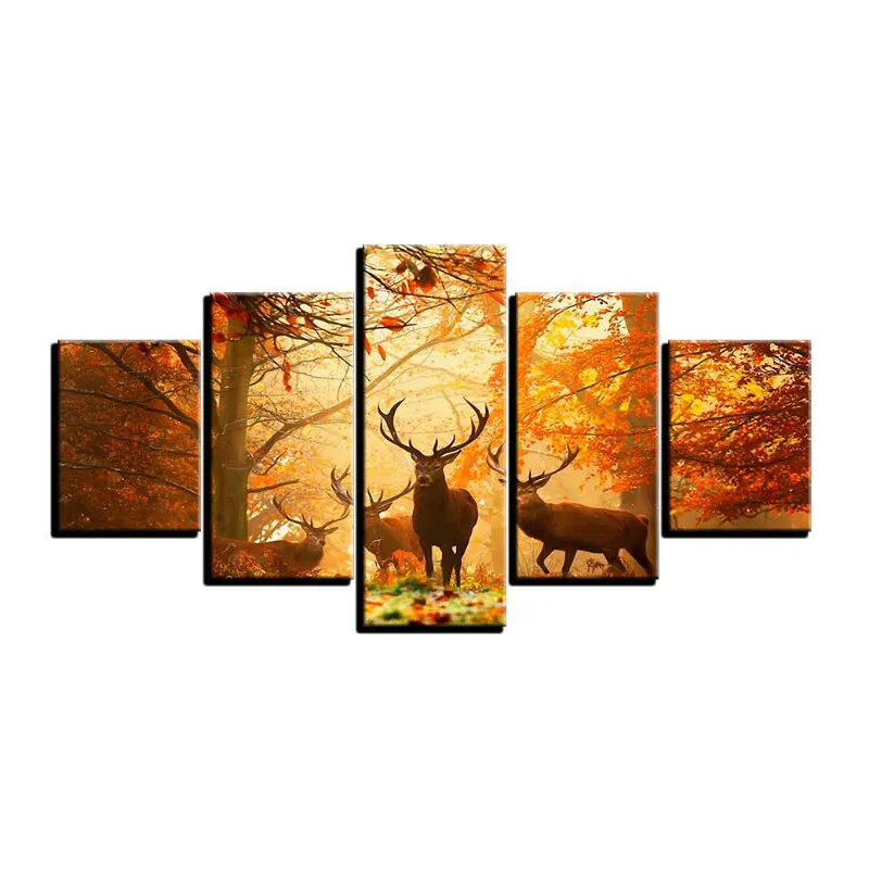 Холст с оленем, настенное искусство, лес, дикие животные, олень, индивидуальное изображение на холсте, деревенский дом, офис, гостиная