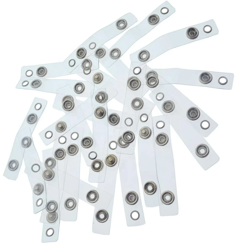 Double Hole Metal Badge Clips with Clear PVC Straps for ID Cards, Badge Holders, Name Tags  work badge clip