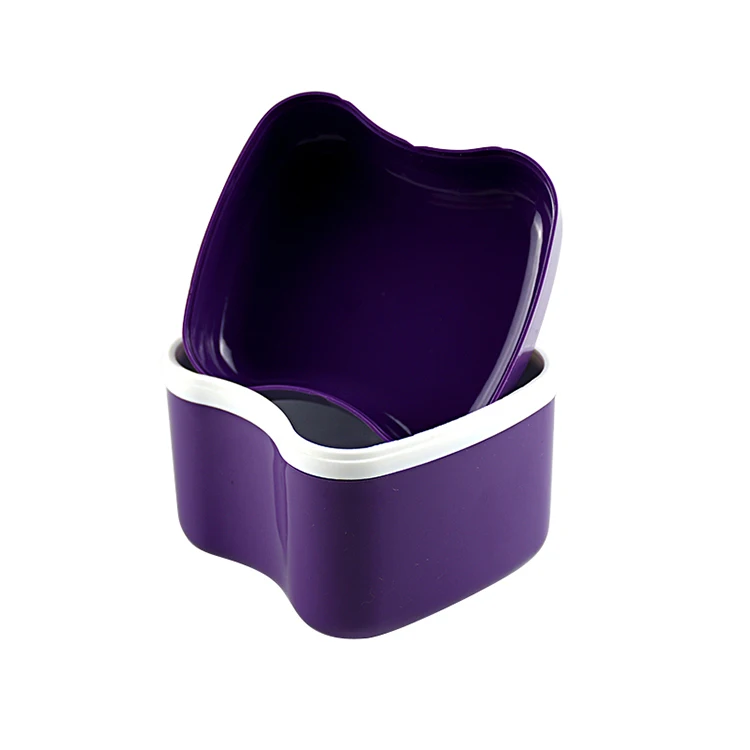 2022 Plastic denture box cleaning box dental retainer container denture storage box with net