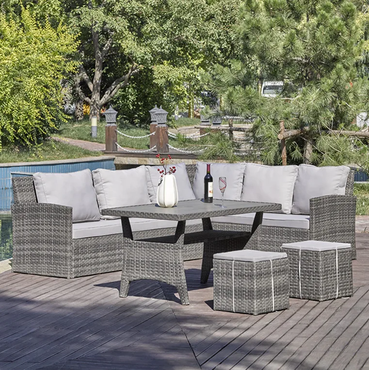 Набор плетеных лодок Kd для наружного веранды, двора, улицы, тростник, плетеный шезлонг, угол патио, ротанговый садовый диван