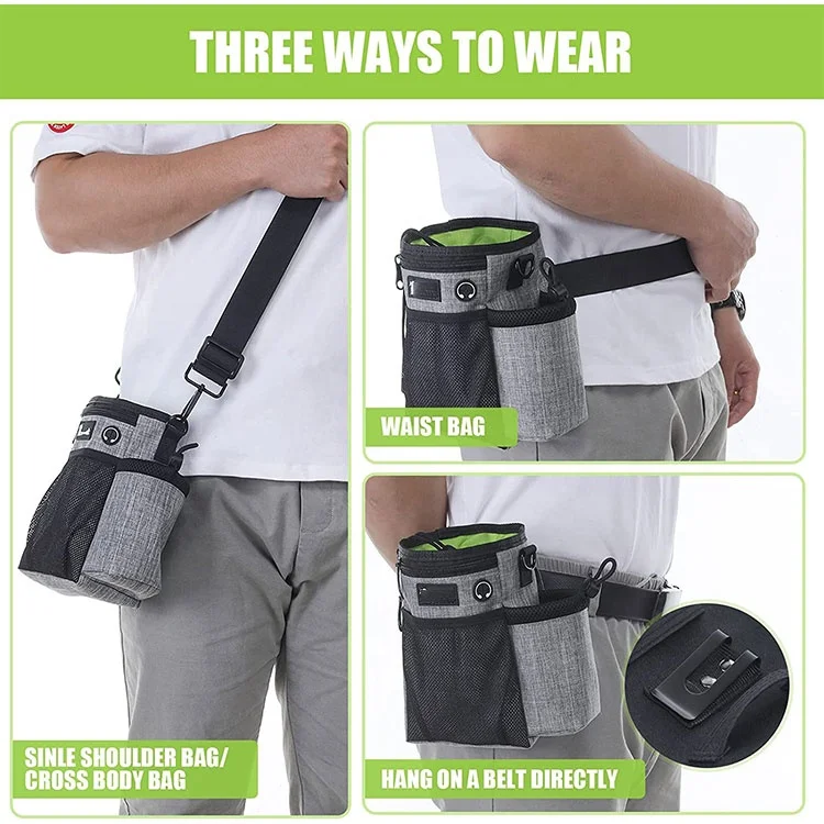 Pet Travel Kit Waist Fanny Bag Dog Walking Training Bag with Water Bottle Holder and Shoulder Strap