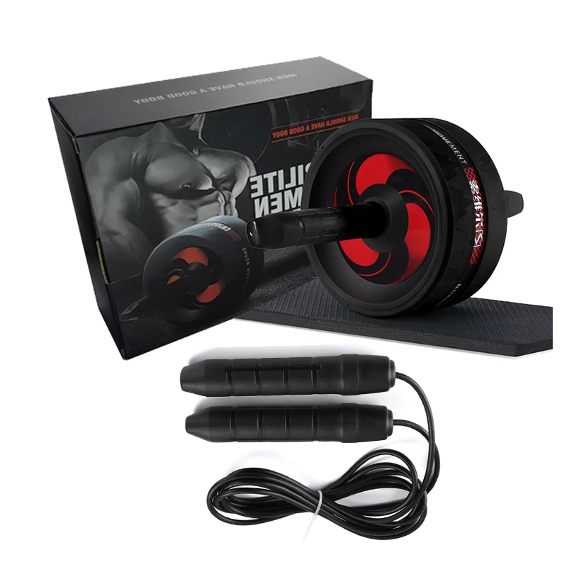 2022 wholesale muscle Fitness Exercises knee pad 2 in 1 ab wheel  roller set with  jump rope