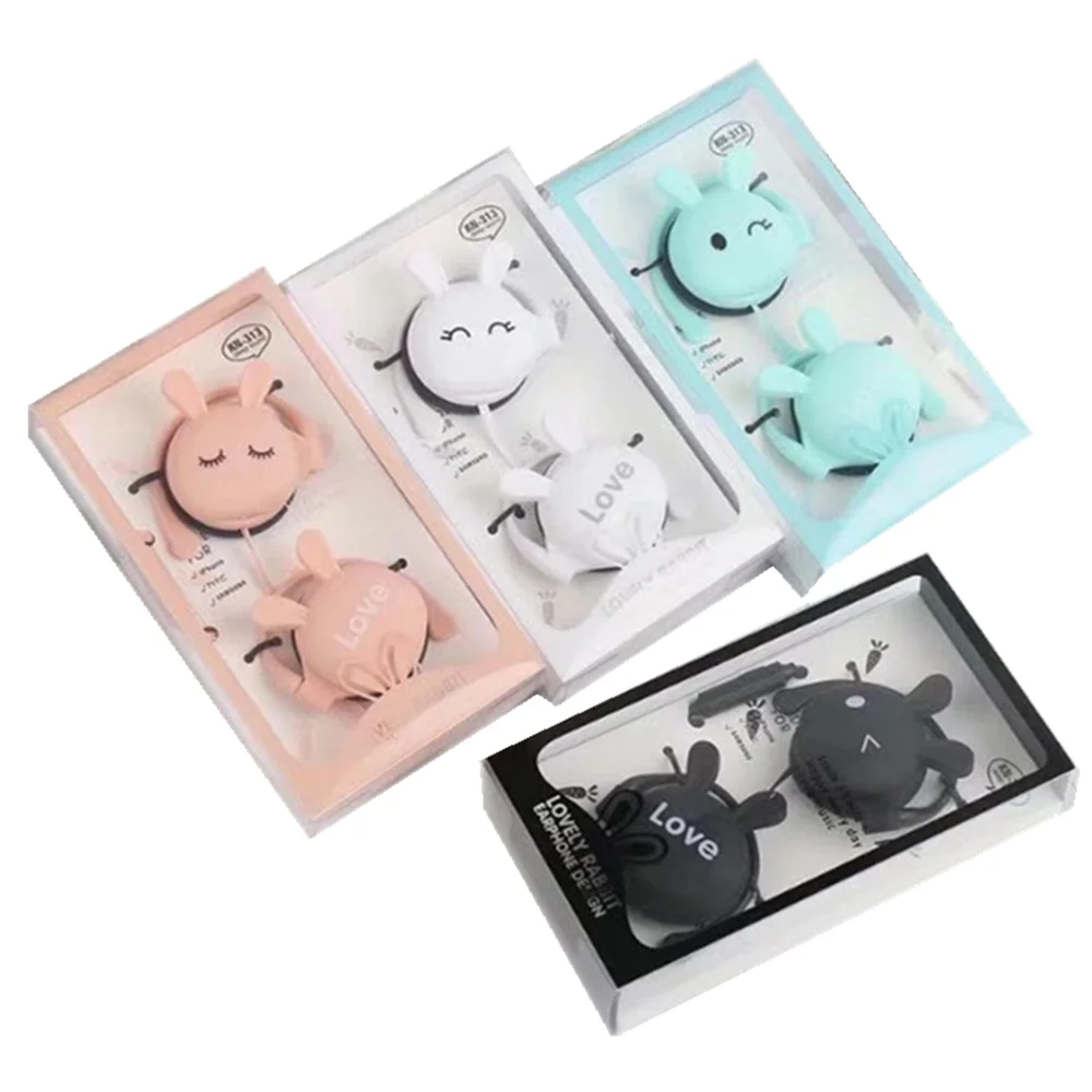 
Hifi Earphones Cute Rabbit Wired Ear-hook Headphones High Quality Heavy Bass Earbuds For Android 