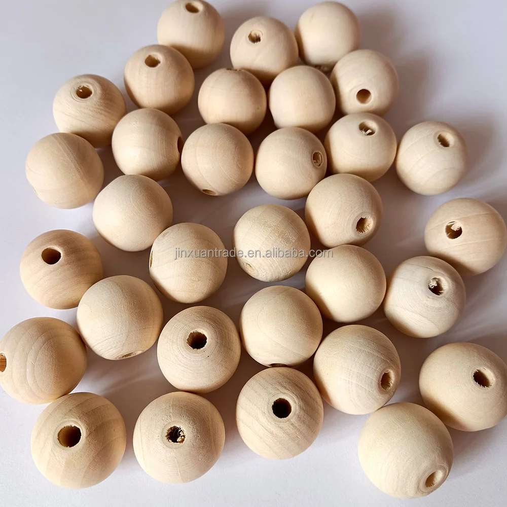 Factory Wholesale 4mm-50mm Natural wooden Beads Unfinished Wooden Ball with Tiny Hole for Macrame Set