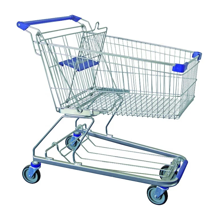 German Style Shopping Trolley with Lower Tray Convenient for Carrying Beers and Rice in Supermarket