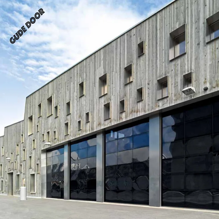 Minimalist Design See-Through Door Steel Aluminum Alloy and Glass Foldable Garage Mirror Perspective Workshop Door