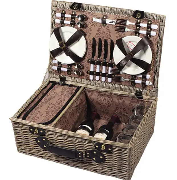 picnic basket 4 person grey wicker storage basket with lid 6 person picnic basket