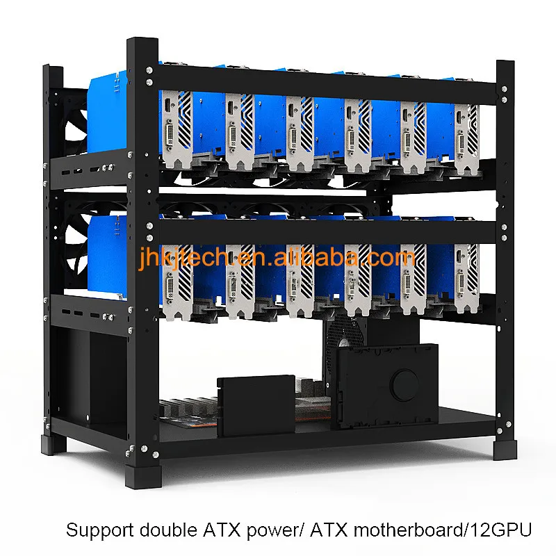  80mm Steel 12GPU Open Air Rig Frame 12 GPU Stackable Miner Rack Case in