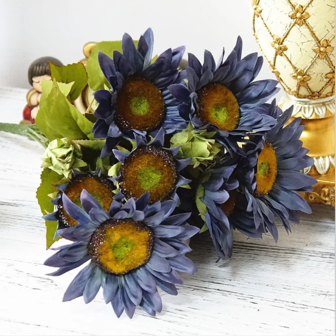 European style High quality artificial sunflower bouquet artificial silk sunflowers for wedding