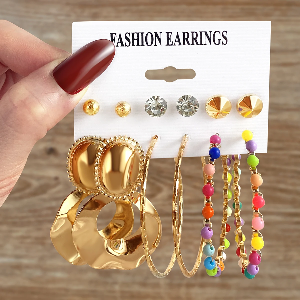 Hot Sale Trendy Gold Star Hoop Earrings Set For Women Jewelry Party Gift Geometric Pearl Circle Drop oil Stud Earrings Set