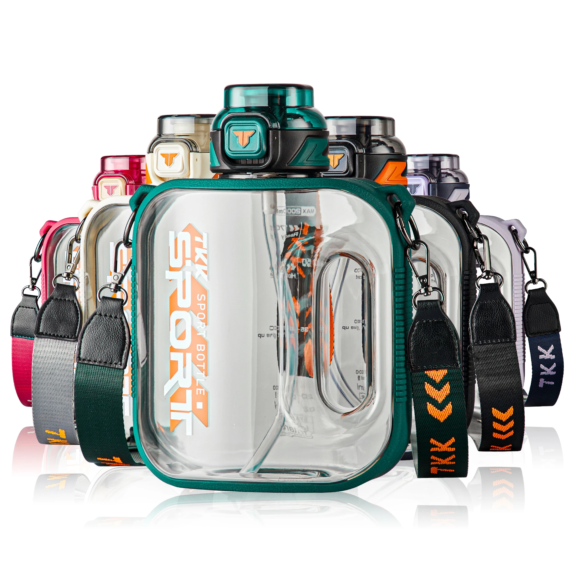 Big custom logo bpa free leak proof 2l reusable tritan gallon mug with straw gym eco-friendly sports custom plastic water bottle