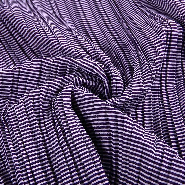 4 way spandex pleated woven stripe moss crepe polyester fabric price per yard