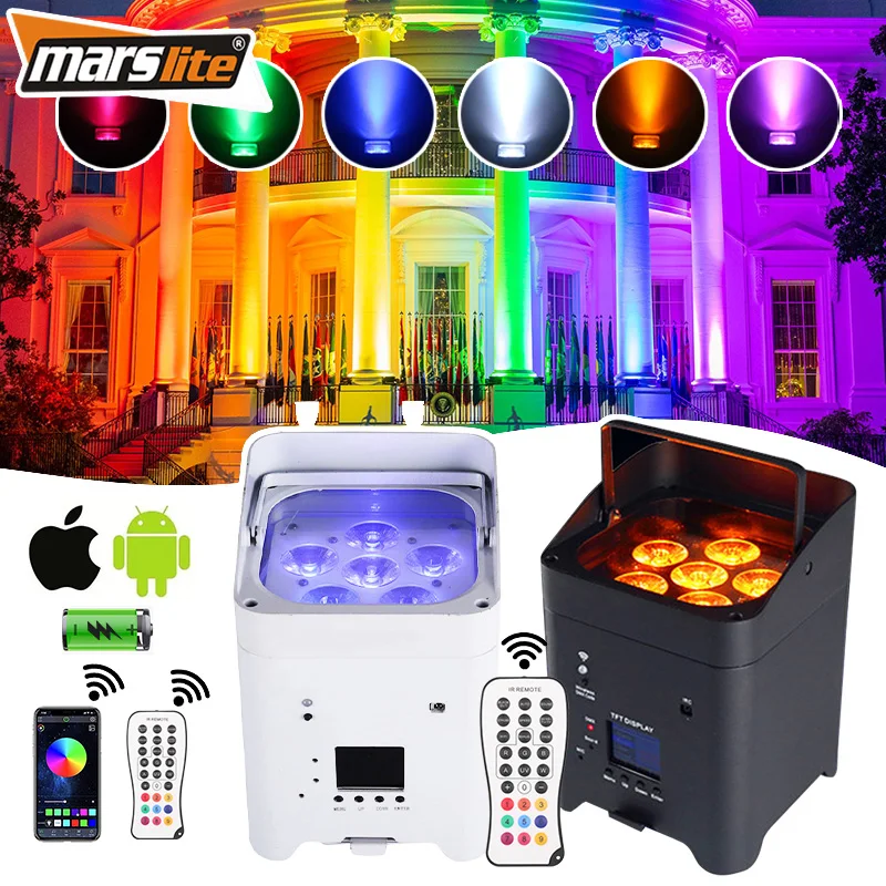 6x18w LED Battery Uplight Wireless Dmx Battery Powered LED Par Lights Rechargeable LED Uplight Battery Wireless Stage Light