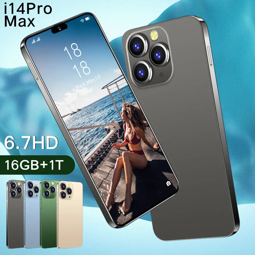 2023 New i 14 Pro Max smartphone 16G+1TB Cheap Telephone Origin Unlocked i 4G 13 i14 Pro Max game Smart Mobile Phones