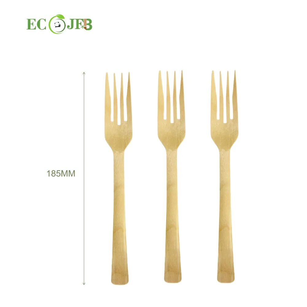 High Quality 185mm Wooden Fork Biodegradable Large Disposable Wooden Cutleries