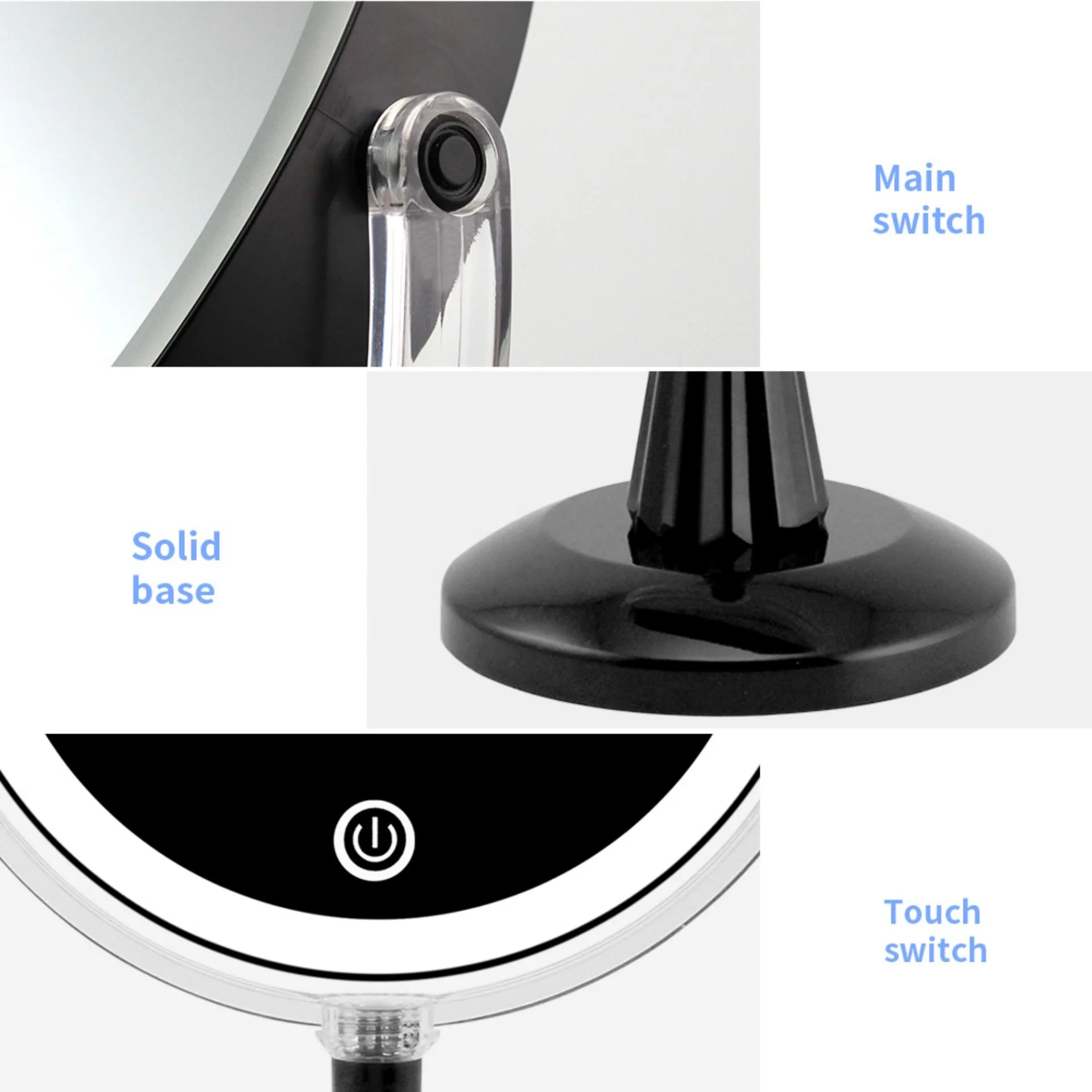 Greenfrom 8 Inches Round Shape Dual Touch Magnifying Vanity Mirror