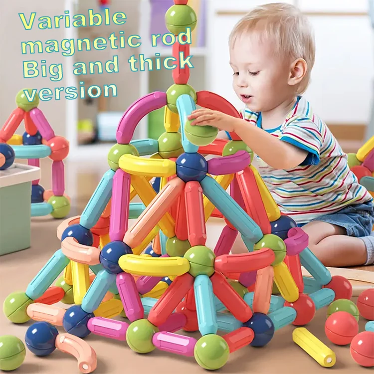 Горячие Развивающие игрушки Пластиковые безопасные 3D Diy магнитные палочки строительные блоки для детей