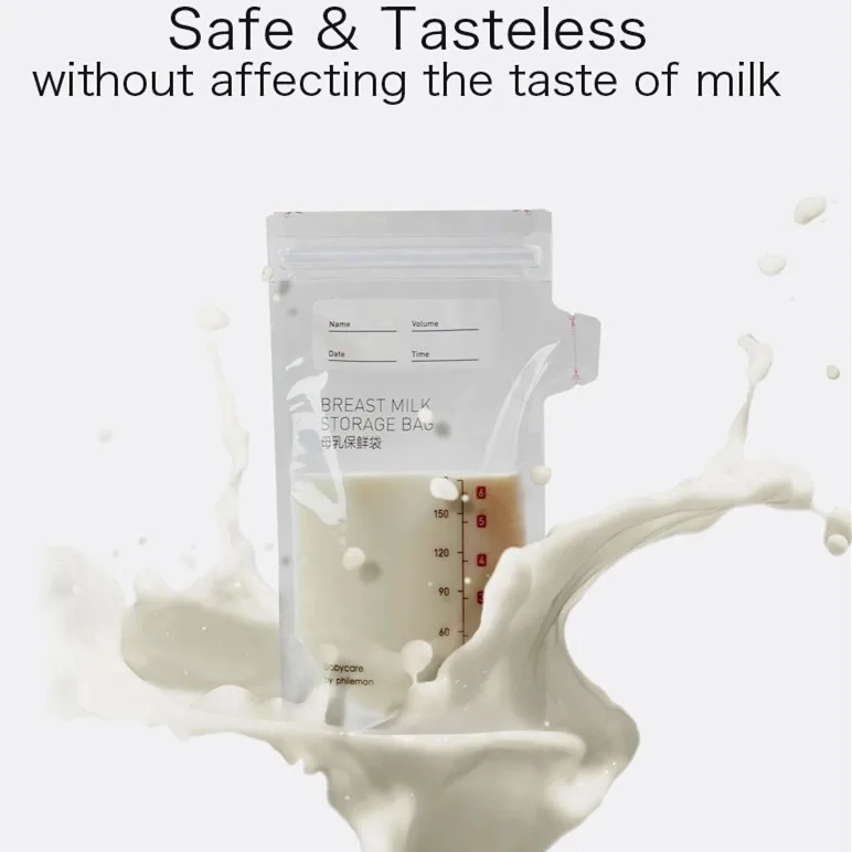 customized label pour design  feeding breast Milk Freezer Storage Pouches 100 counts pack sensor temperature