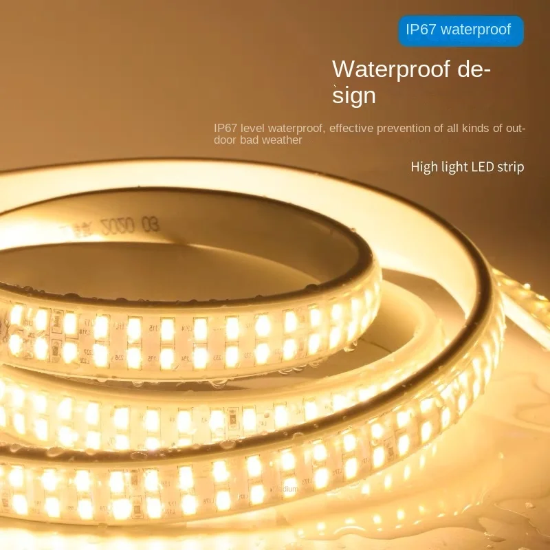 Led flexible strip light 220V SMD2835 double row 156LEDS/M led strip ed strip light/led light strip without Plug Waterproof