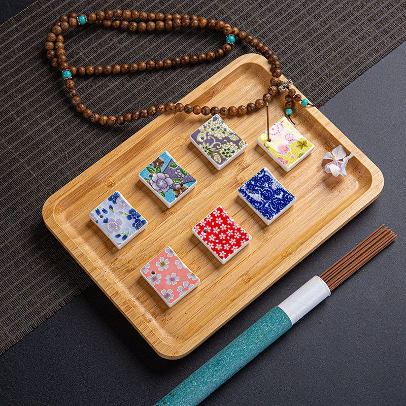 Ceramic Incense Insert Japanese Pattern Chopsticks Frame Incense Rest Restaurant Table Incense Rectangular