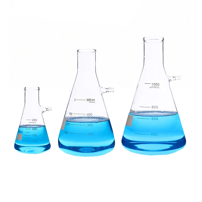 Wholesale chemistry laboratory transparent 3.3 boro glass conical filtering flask