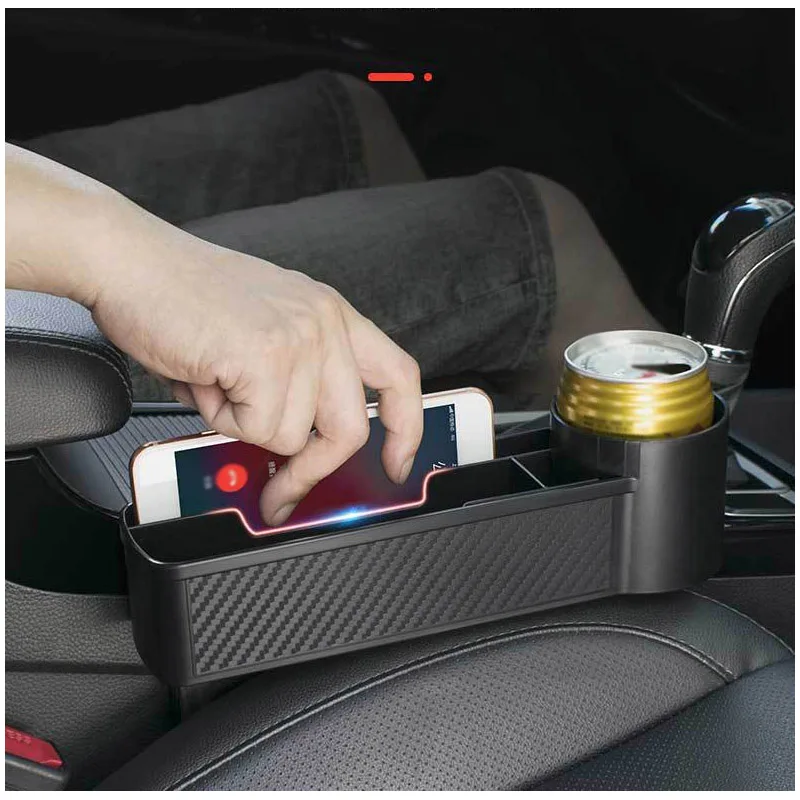 Universal Car Interior Seat Side Storage Box Gap Filler Organizer With Cup