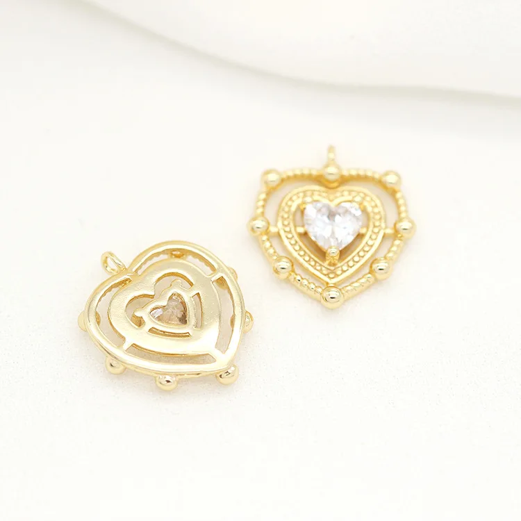 Fashion Girl Jewelry Parts 14k Gold Plated Heart Charm for Diy Jewelry
