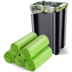 Custom eco friendly compostable  fully biodegradable flat or tshirt plastic garbage bag roll