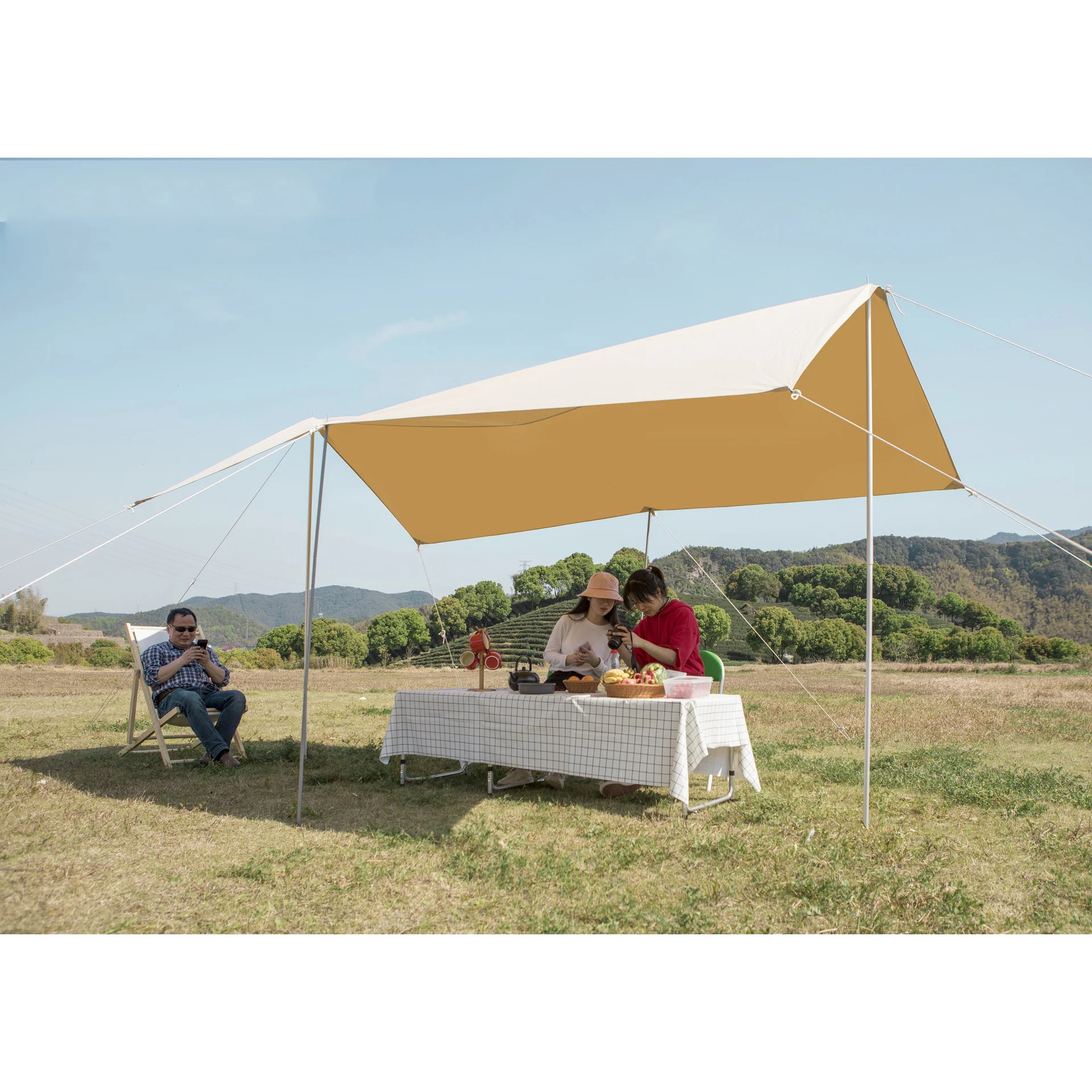 Ultralight 285g cotton Tarp Outdoor Camping Survival Sun Shelter Tent Shade Awning PU Coating Waterproof