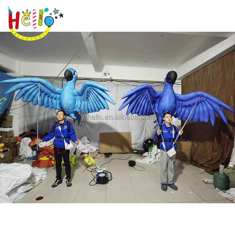 Festival Parade Inflatable Mascot Bird Costume Blue Inflatable Parrot Costume