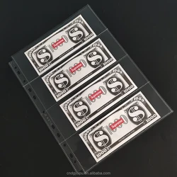 Custom 4 Pocket Banknote Collection Book currency holder paper money protector Thickened PP Page