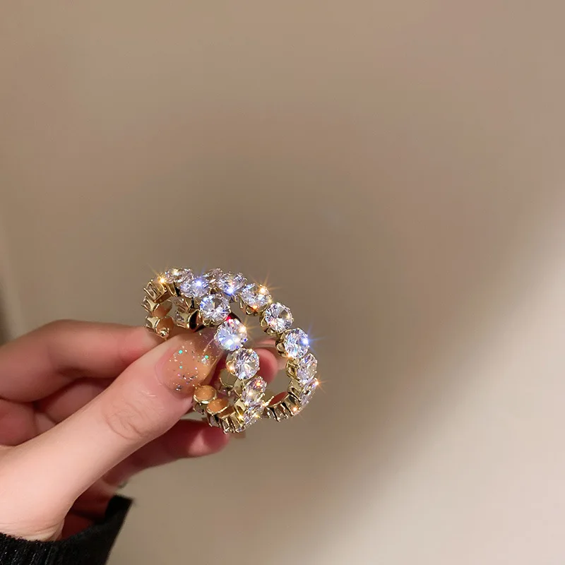 Barlaycs 925 Silver Jewelry Zircon C Shape Luxury Hoop Earrings 2021 Designer Statement Earrings Women Fashion Jewelry Wholesale