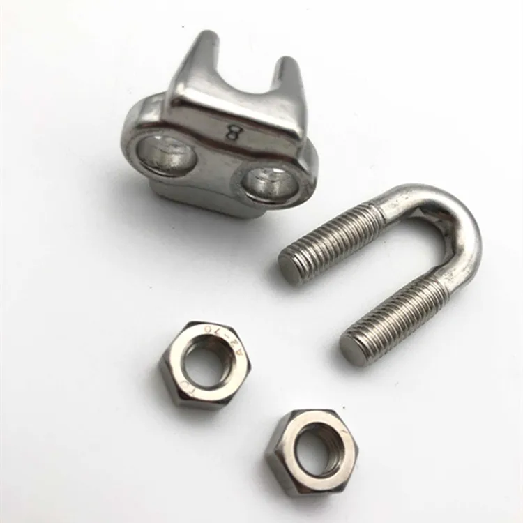 DIN741 Standard Stainless Steel Wire Rope Clip U-Bolt Clamp with Zinc Finish