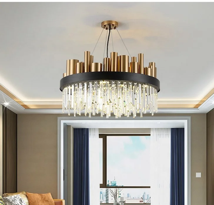 JYLIGHTING Modern Luxury LED Pendant Lamp Nordic Stainless Steel Crystal Chandeliers for Hotel Room Hanging Ceiling Lights