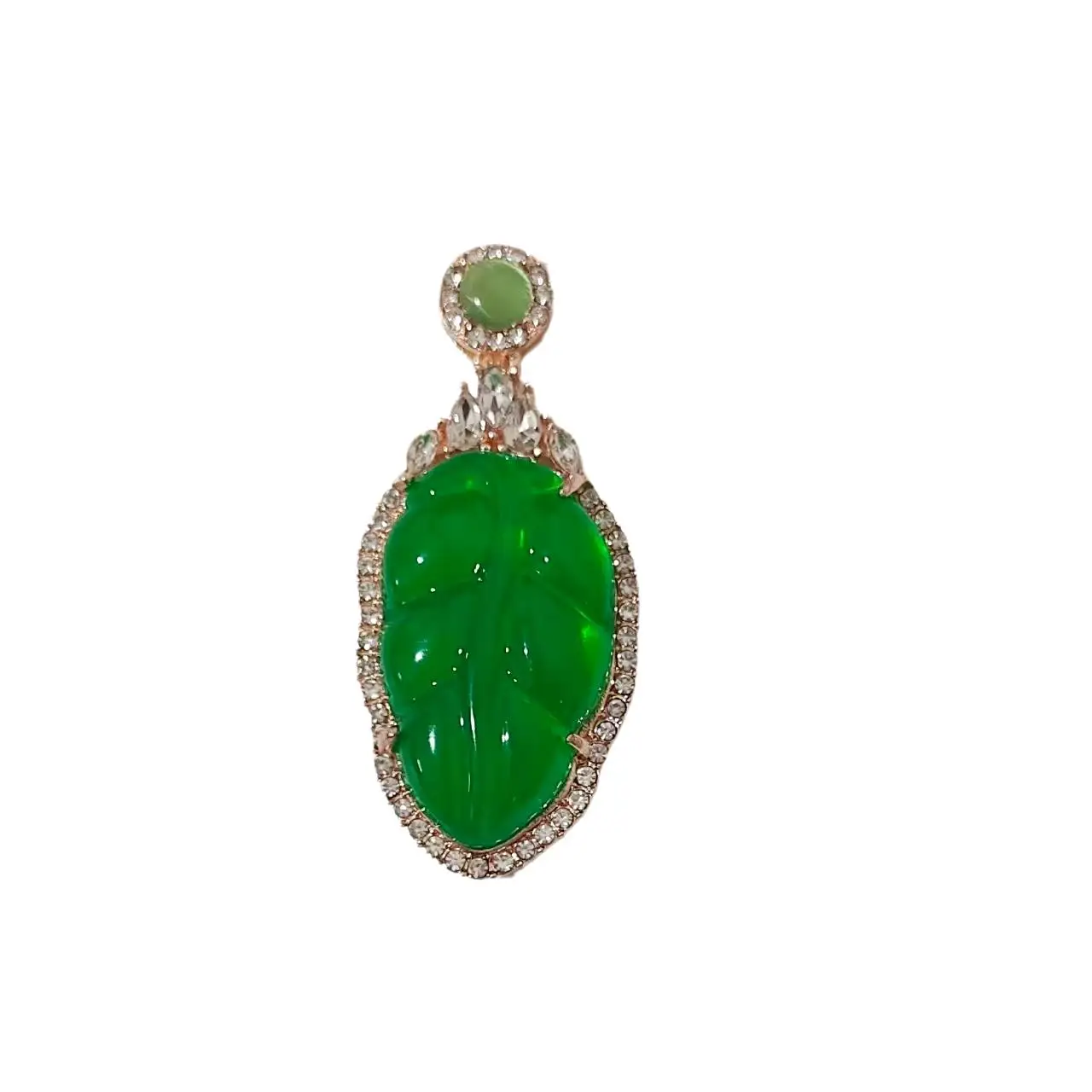 Net red live source chalcedony inset -inset zircon calabash leaf sweater chain pendant necklace manufacturers wholesale
