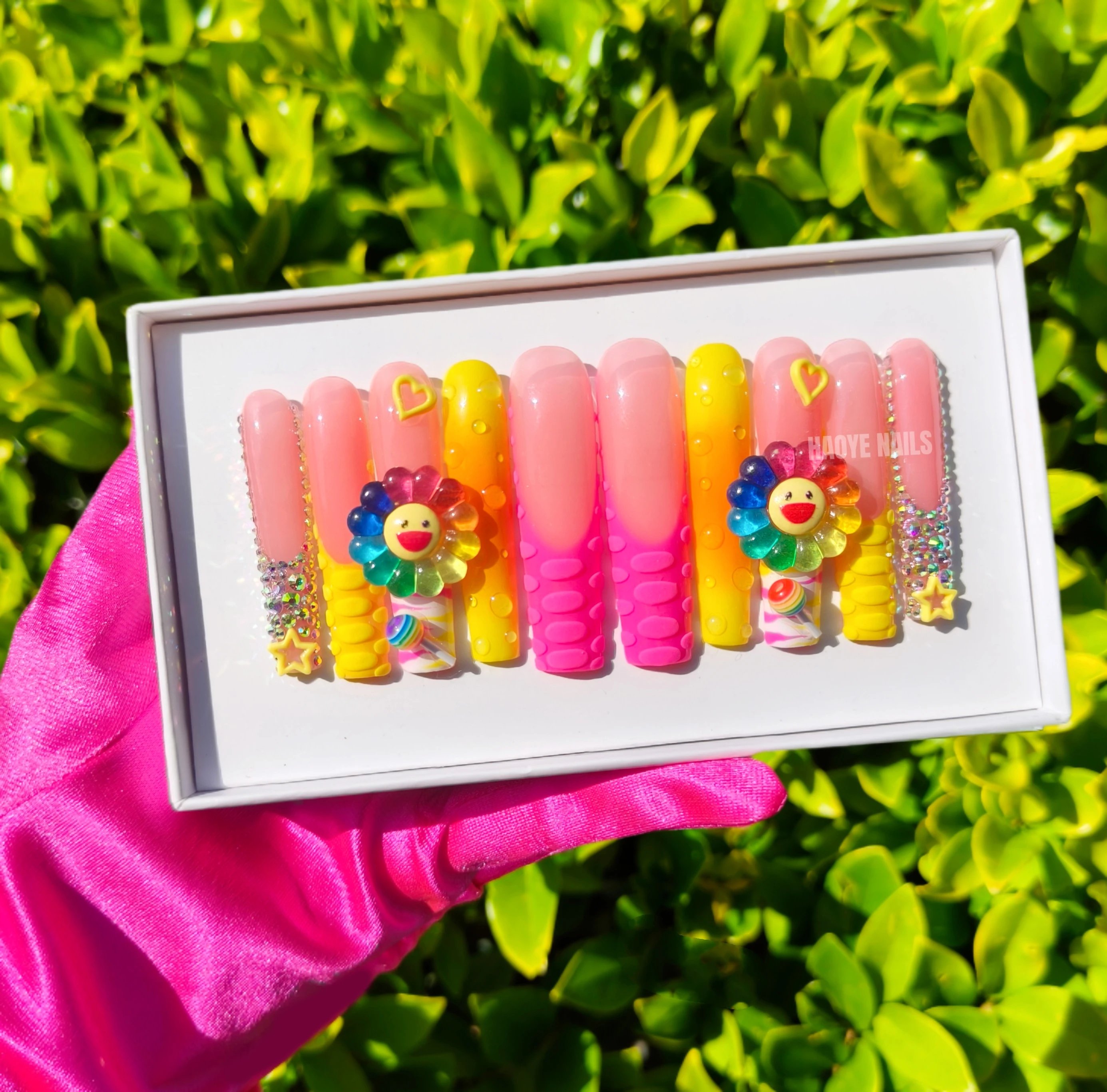 Free logo Long Ballerina Coffin Luxury  Diamond Press On Nails Custom Design Rhinestone Acrylic False Artificial Fingernails