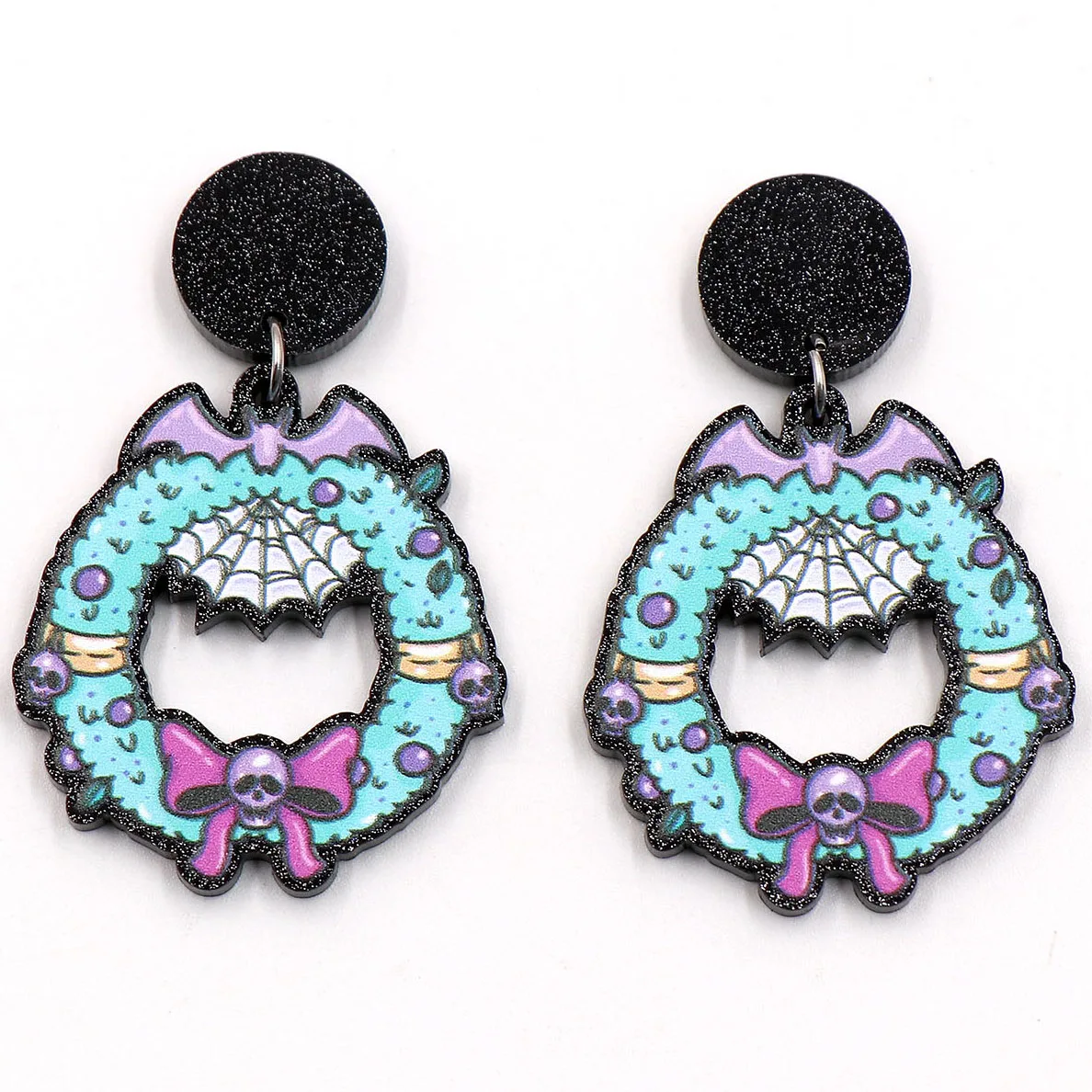 ERS718ER1516  Top Fashion CN Drop Skull and Snowflake Acrylic Earrings Halloween Glitter Jewelry for Women ODM Supply