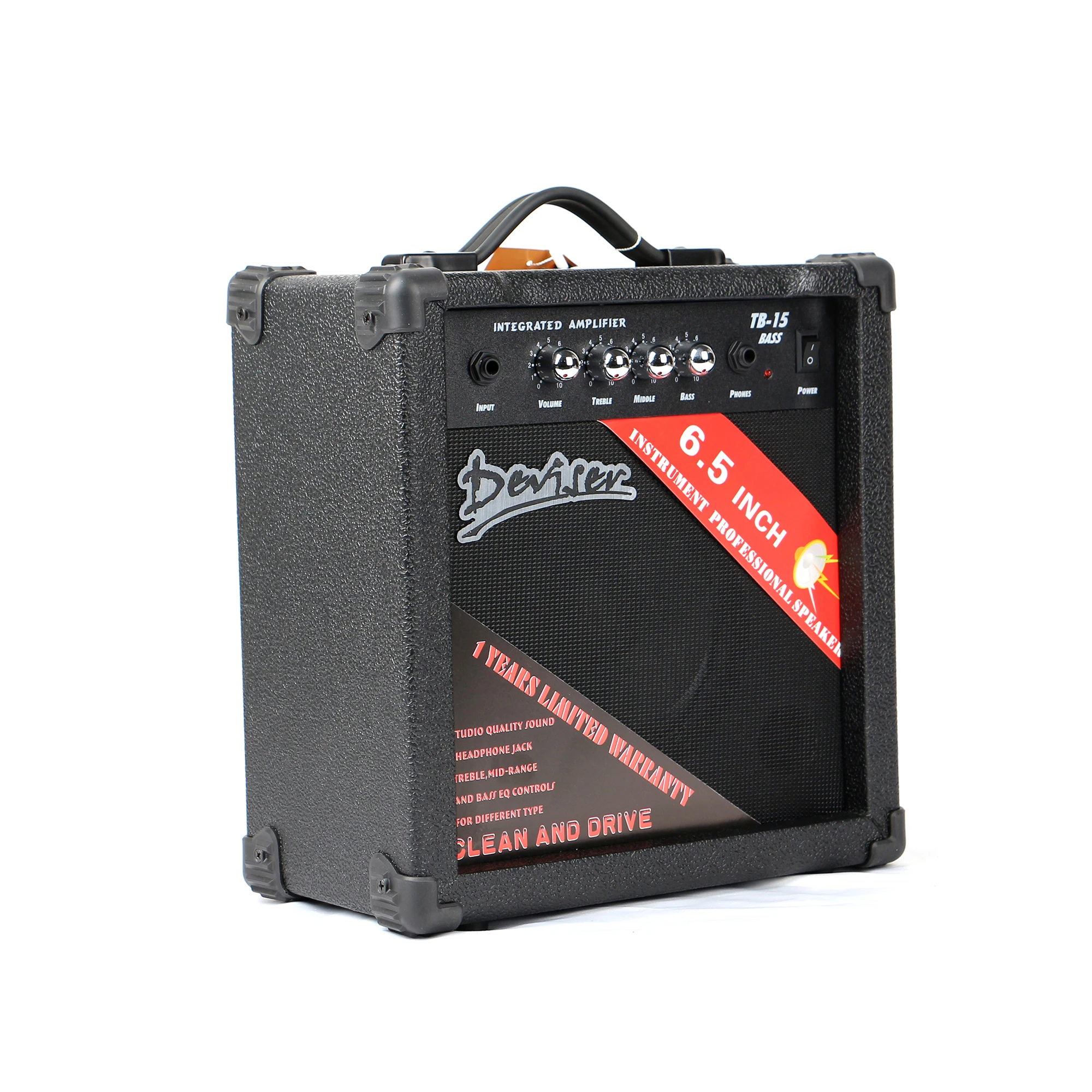 Deviser YX-TB-15 Black and Orange 15 Watt for Bass Guitar Amplifier