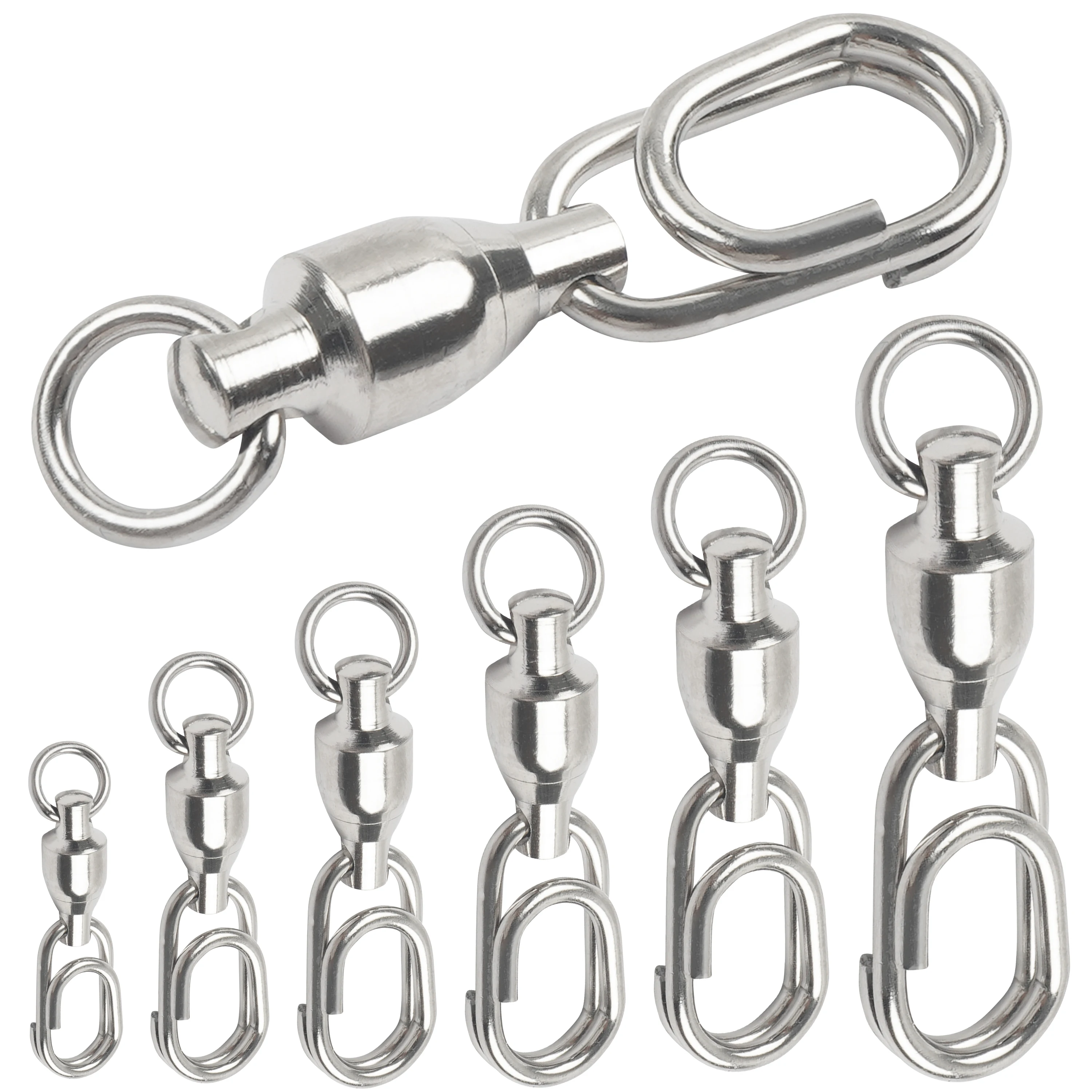 Fishing Swivels Snap Ball Bearing Swivel Stainless Split Rings Snap Rolling Swivel Jigging rig lure fishing Accessories