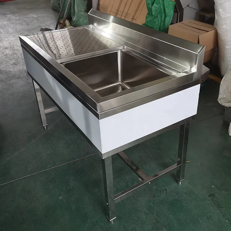 Customized Factory Wholesale Stainless Steel Washing Sink with Adjustable Drain Board Commercial Industrial Kitchen Sink