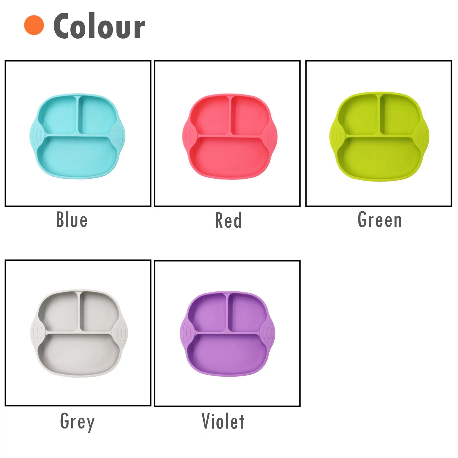 Amazon hot sellings Square Silikon forms kids dinner Dividing  plate for Baby Food Feeder