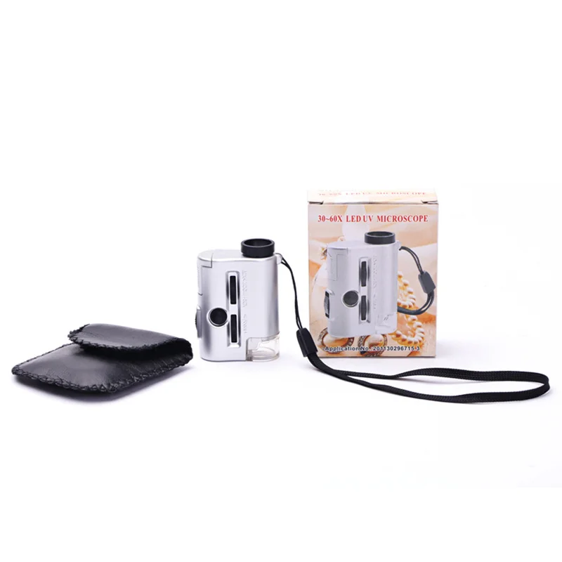 Portable 30X-60X Focusing Zoom Multifunctional Hand-held LED Lighting Optical Microscope For Identification Of Gemstones