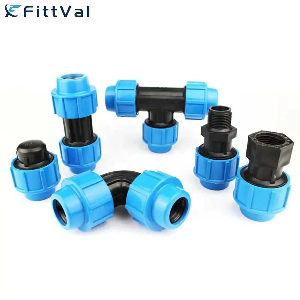 Бесплатный образец HDPE сборные фитинги Мужской Женский Локоть трубы компрессионные для водоснабжения