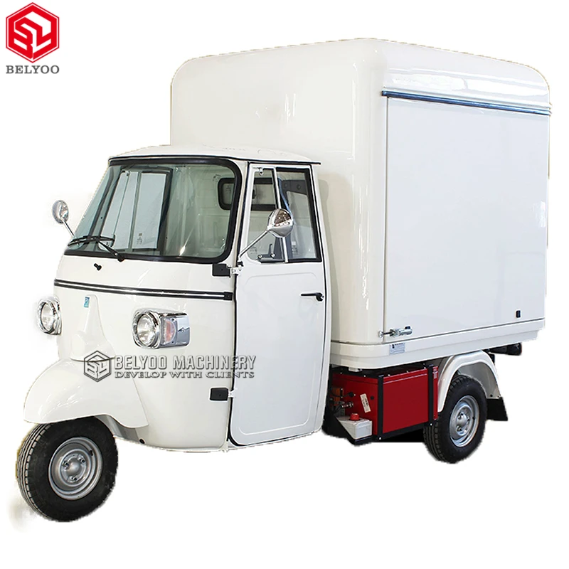 Belyoo Food Truck Piaggio Ape Tuk Tuk Food Cart Tricycle Food Electric Mobile Bar Coffee Truck For Sale Factory Price Customize