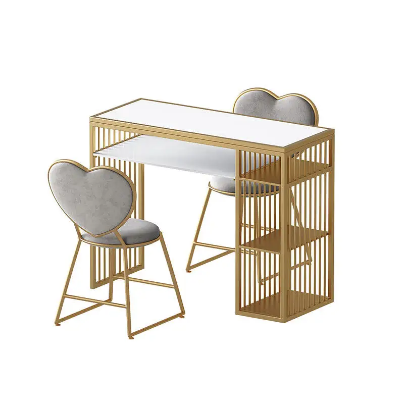 Дешевый белый Железный мраморный двухслойный Маникюрный Стол и стул набор розовых ногтей nial