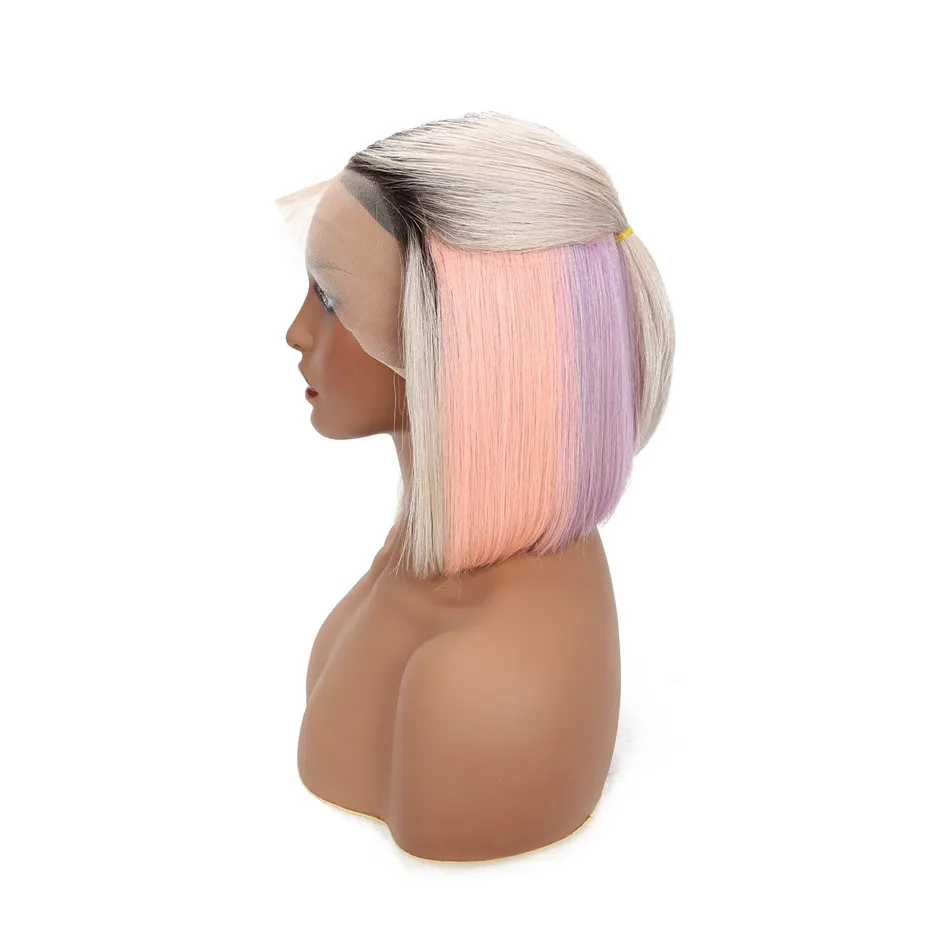 150% 180% плотность HD полностью прозрачный Швейцарский Кружевной передний парик Боб поставщик оптовая продажа YesWigs Радужный серый боб парик 10 дюймов 613 блонд