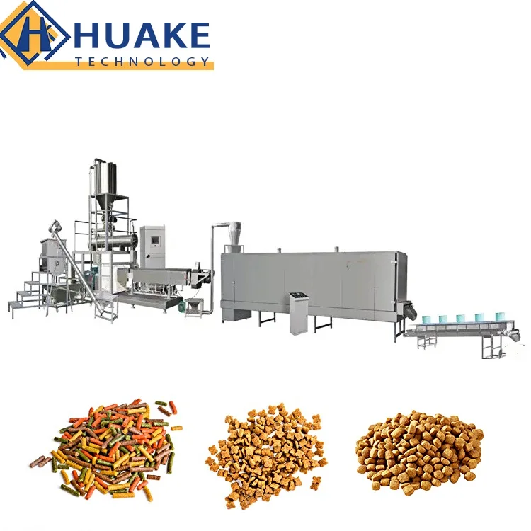 100-3000kg/Hr Industrial Automatic Wet Dry Animal Pet Dog Cat Food Manufacturing Extruder  Processing Maker Plant